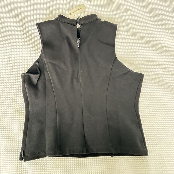 NWT Anthropologie Sleeveless Lace Insert Black Top Size M - Picture 2 of 6